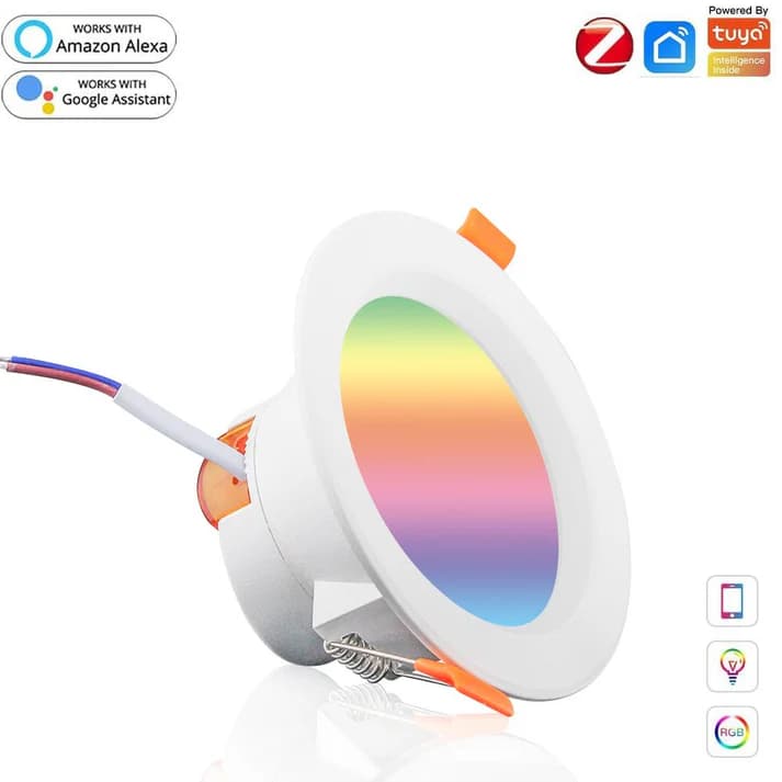 چراغ توکار هوشمند زیگبی (LED) با قابلیت تنظیم رنگ و روشنایی | مدل ZB-LZD7-RCW-MS — تصویر ۲