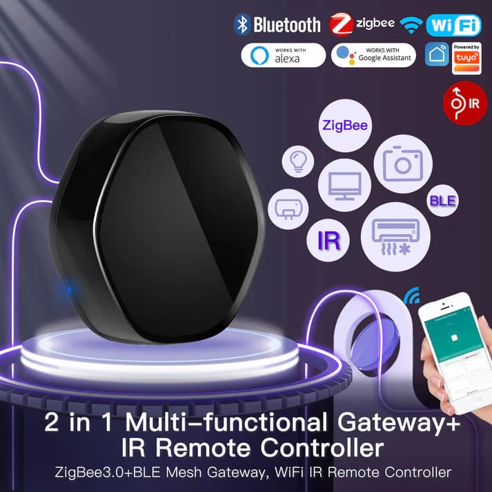 هاب مرکزی ۳ کاره MOES (کنترلر Zigbee + بلوتوث + ریموت IR) — تصویر ۸
