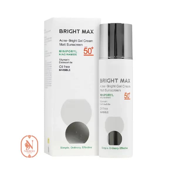 ژل کرم ضدآفتاب بی‌رنگ صورت برایت مکس SPF50 مدل Acne Bright مناسب برای پوست چرب و مختلط حجم 50 میلی‌لیتر