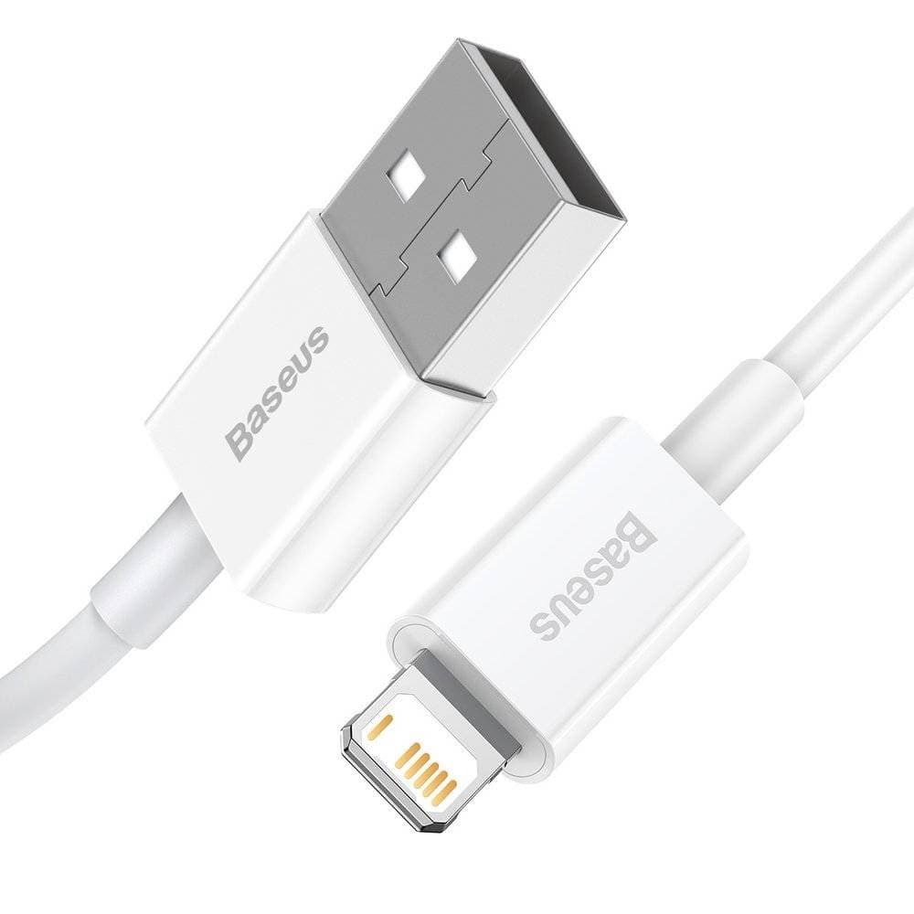 کابل شارژ سریع و انتقال داده لایتنینگ بیسوس رنگ سفید مدل USB to iP 2.4A 1m — تصویر ۲