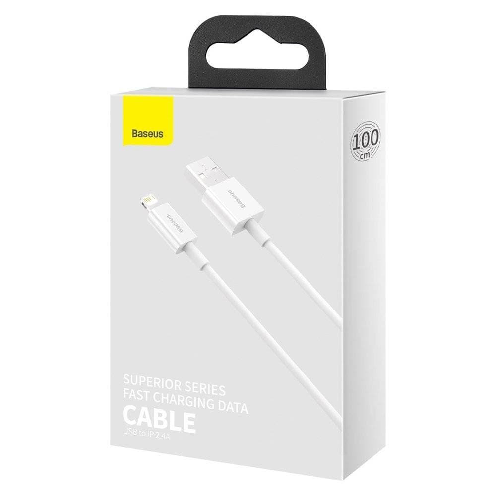 کابل شارژ سریع و انتقال داده لایتنینگ بیسوس رنگ سفید مدل USB to iP 2.4A 1m — تصویر ۷