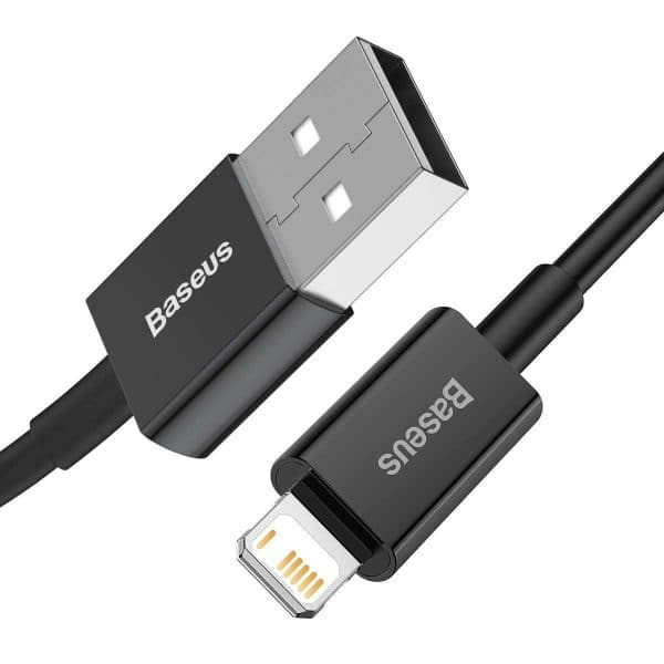 کابل شارژ سریع و انتقال داده لایتنینگ بیسوس رنگ مشکی مدل USB to iP 2.4A 1m — تصویر ۲