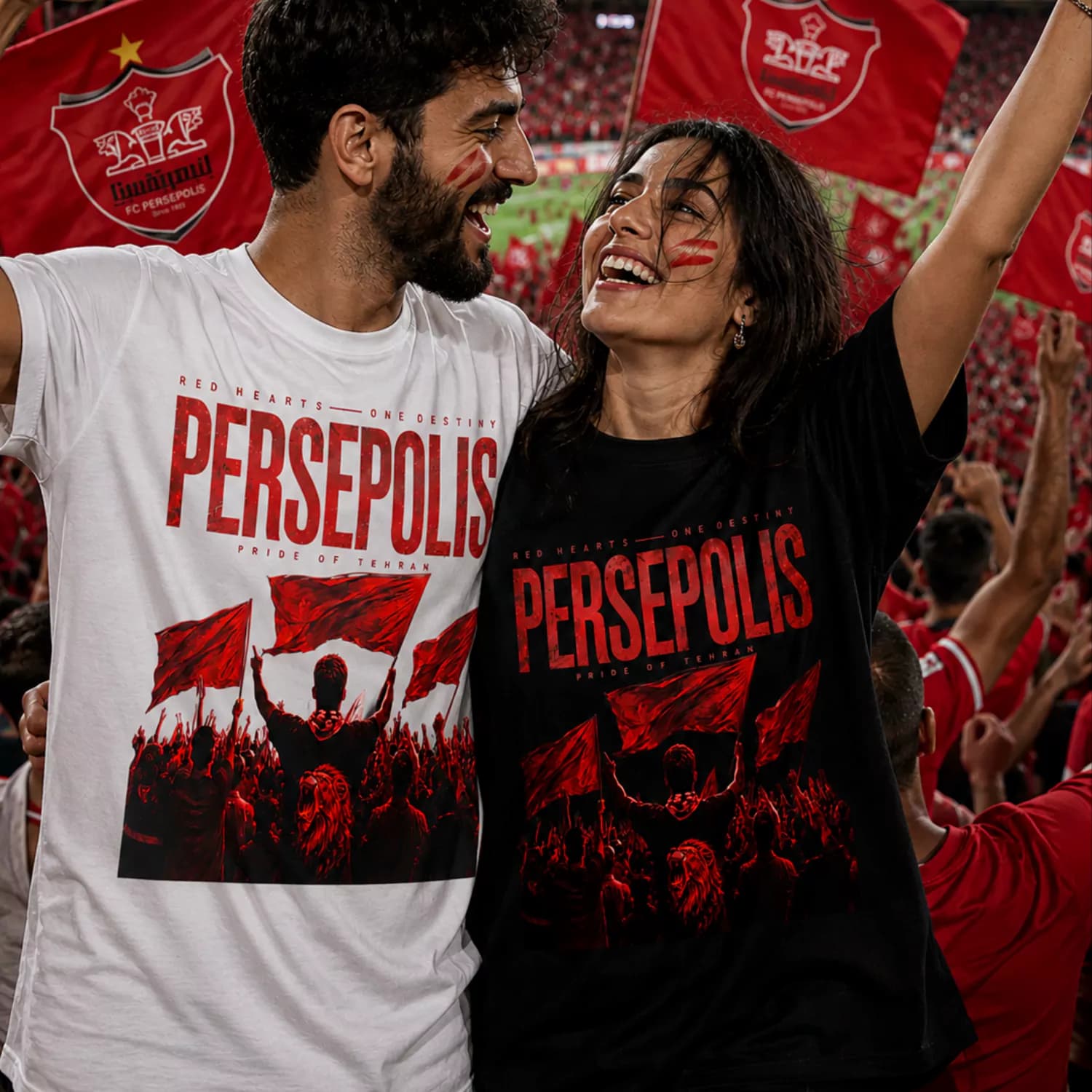 تیشرت پنبه دو نخ طرح هواداری پرسپولیس