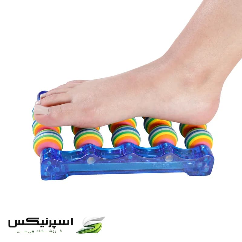 ماساژور کف پا تن زیب مدل فومی با بدنه پلاستیکی کریستالی، 12 گوی فومی نرم برای ماساژ سطحی و آرامش‌بخش، مناسب محیط کاری و افراد با پوست حساس، درجه سختی 1 از 4، ساخت ایران — تصویر ۵