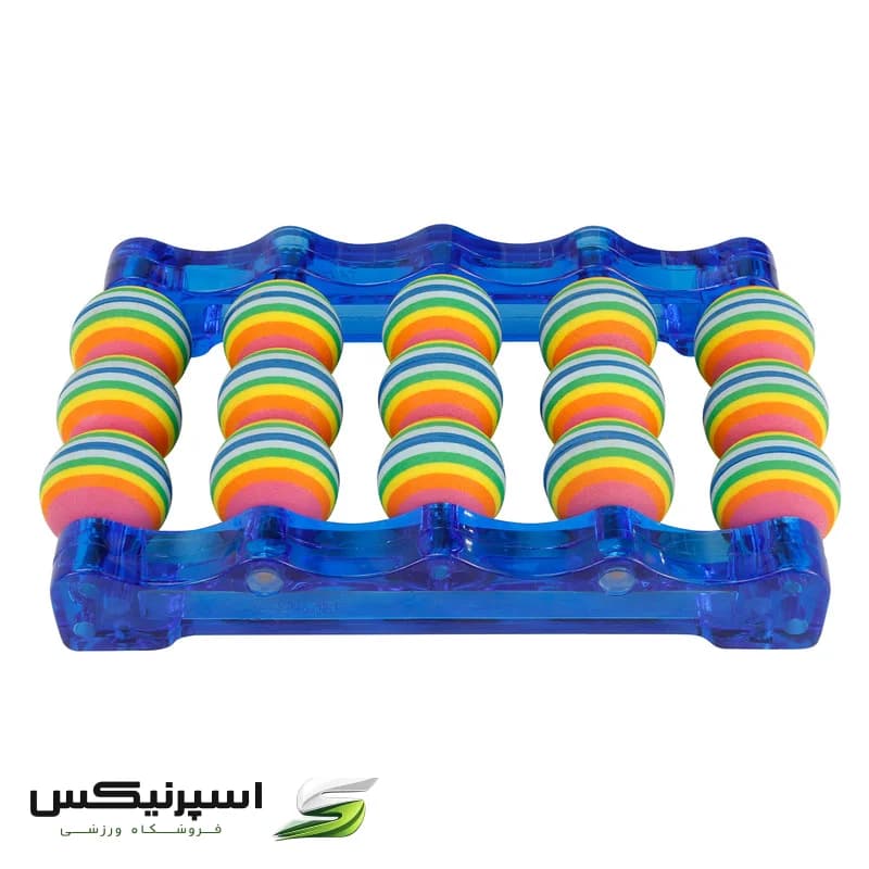 ماساژور کف پا تن زیب مدل فومی با بدنه پلاستیکی کریستالی، 12 گوی فومی نرم برای ماساژ سطحی و آرامش‌بخش، مناسب محیط کاری و افراد با پوست حساس، درجه سختی 1 از 4، ساخت ایران — تصویر ۲