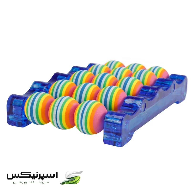ماساژور کف پا تن زیب مدل فومی با بدنه پلاستیکی کریستالی، 12 گوی فومی نرم برای ماساژ سطحی و آرامش‌بخش، مناسب محیط کاری و افراد با پوست حساس، درجه سختی 1 از 4، ساخت ایران — تصویر ۳