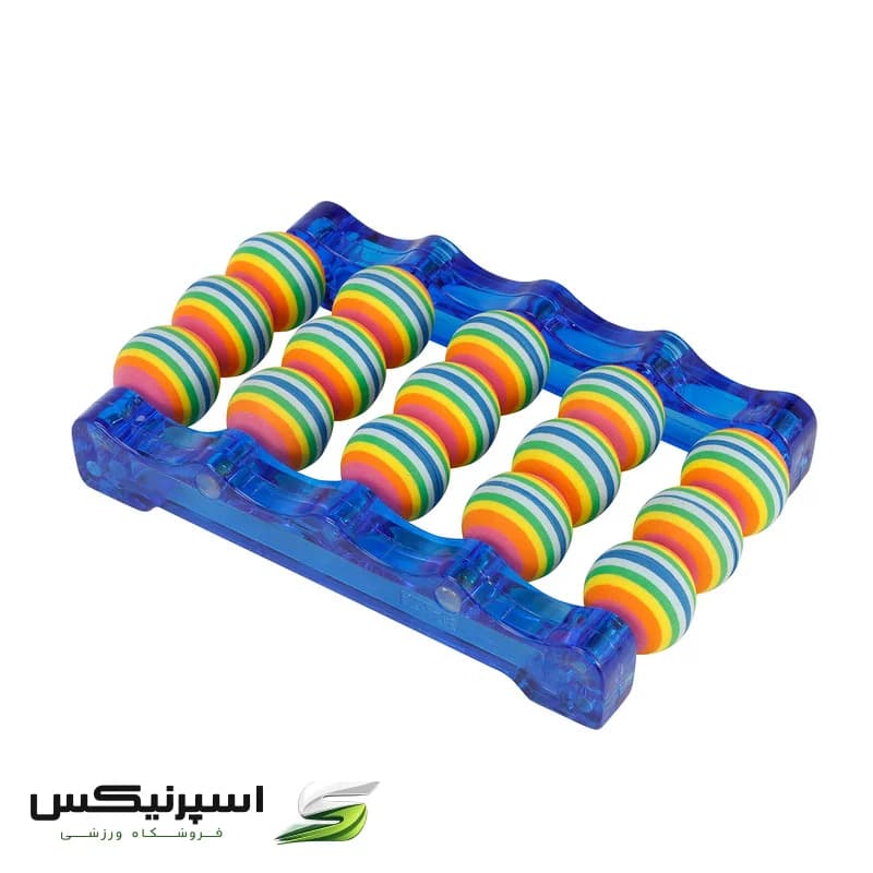 ماساژور کف پا تن زیب مدل فومی با بدنه پلاستیکی کریستالی، 12 گوی فومی نرم برای ماساژ سطحی و آرامش‌بخش، مناسب محیط کاری و افراد با پوست حساس، درجه سختی 1 از 4، ساخت ایران