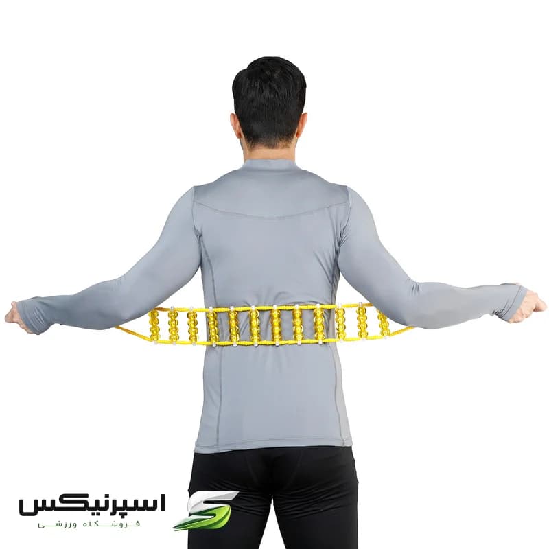 ماساژور دستی کمر تن زیب مدل مهره ای با طول 110 سانتی‌متر و 48 گوی مهره‌ای جهت رفع خستگی، کاهش استرس و بهبود گردش خون — تصویر ۷