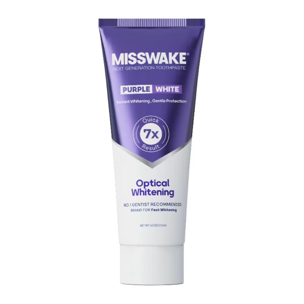 خمیر دندان سفید کننده میسویک Misswake سری Purple White مدل White Optical حجم 75 میل
