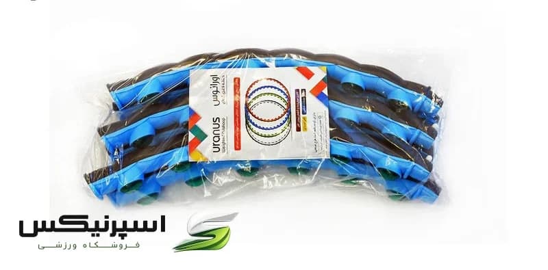 حلقه تناسب اندام اورانوس مدل PVCBumps01 با وزن 1000 گرم، قطر 99 سانتیمتر، دارای 36 برجستگی ژلهای و 6 قطاع پلاستیکی بادوام، تحت لیسانس شرکت تنزیب — تصویر ۸