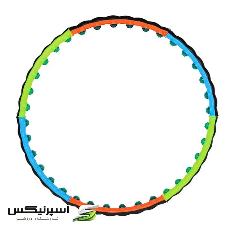 حلقه تناسب اندام اورانوس مدل PVCBumps01 با وزن 1000 گرم، قطر 99 سانتی‌متر، دارای 36 برجستگی ژله‌ای و 6 قطاع پلاستیکی بادوام، تحت لیسانس شرکت تن‌زیب