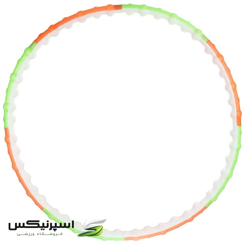 حلقه کمر تن زیب مدل EGG Shaped با قابلیت تنظیم سایز، ساخته شده از 8 قطعه، دارای 40 برآمدگی نرم برای تسکین عضلات و کاهش سایز کمر، وزن 863 گرم و ابعاد 104x98x6 سانتی‌متر، بسته 6 عددی