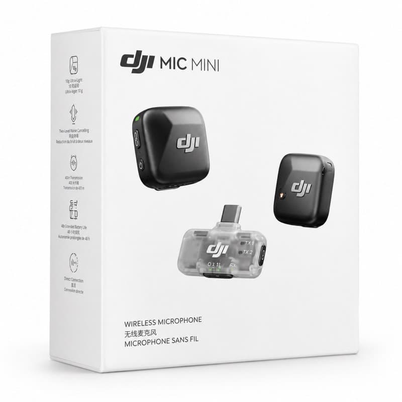 میکروفن بی سیم دی جی آی مدل DJI-mic-mini-transmitter-2TX با درگاه اتصال USB Type-C — تصویر ۲