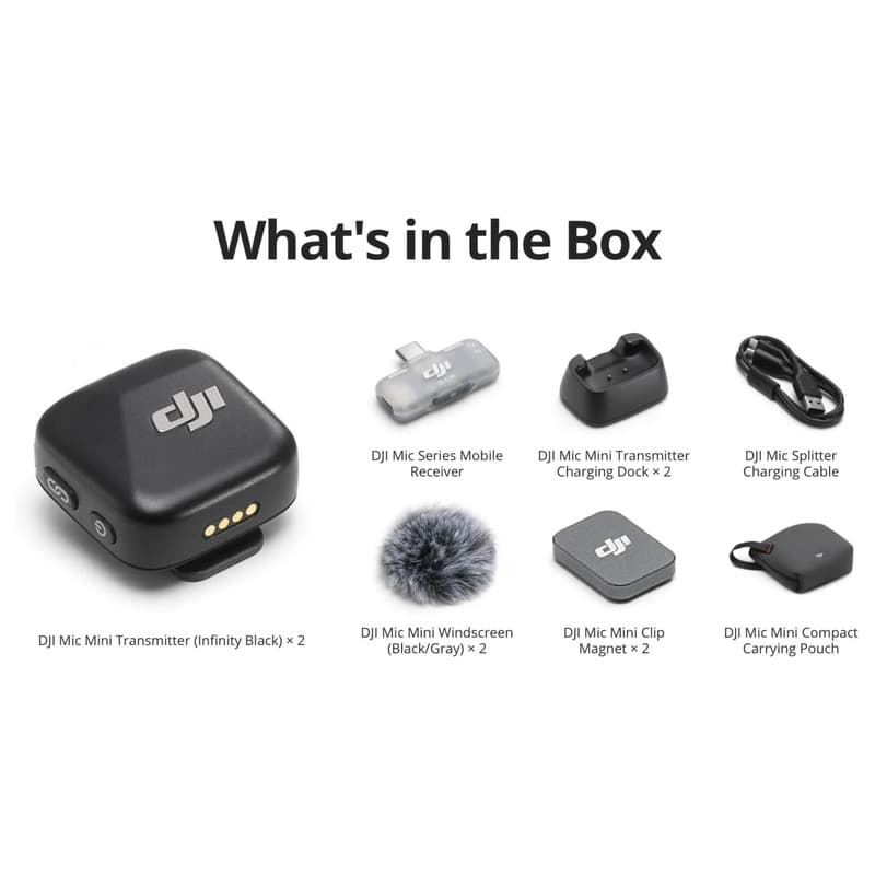 میکروفن بی سیم دی جی آی مدل DJI-mic-mini-transmitter-2TX با درگاه اتصال USB Type-C — تصویر ۳