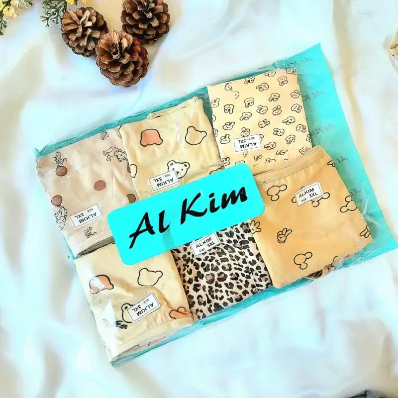 پک شورت زنانه نخی قواره دار برند آلکیم سایز XL طرح عروسکی (3 و 6 عددی) — تصویر ۲