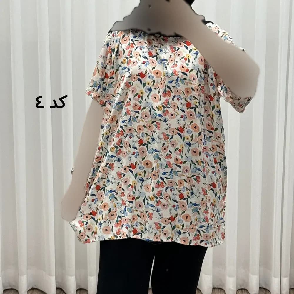 تیشرت نخی زنانه دکمه دار فری سایز مناسب تا سایز 52 — تصویر ۸