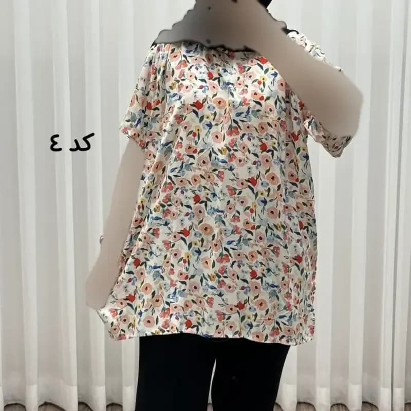 تیشرت نخی زنانه دکمه دار فری سایز مناسب تا سایز 52 — تصویر ۴