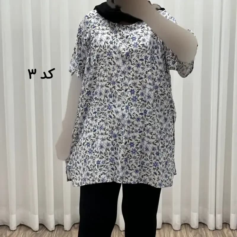 تیشرت نخی زنانه دکمه دار فری سایز مناسب تا سایز 52 — تصویر ۵