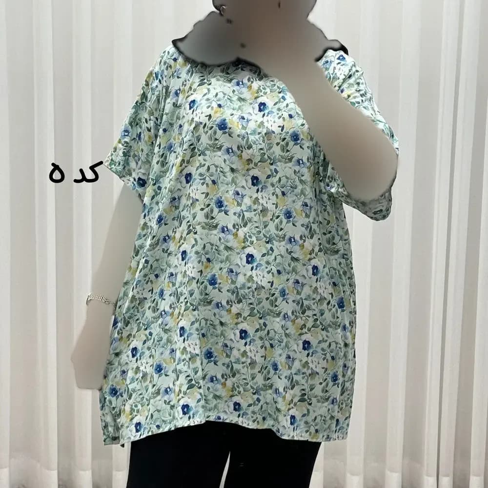 تیشرت نخی زنانه دکمه دار فری سایز مناسب تا سایز 52 — تصویر ۹