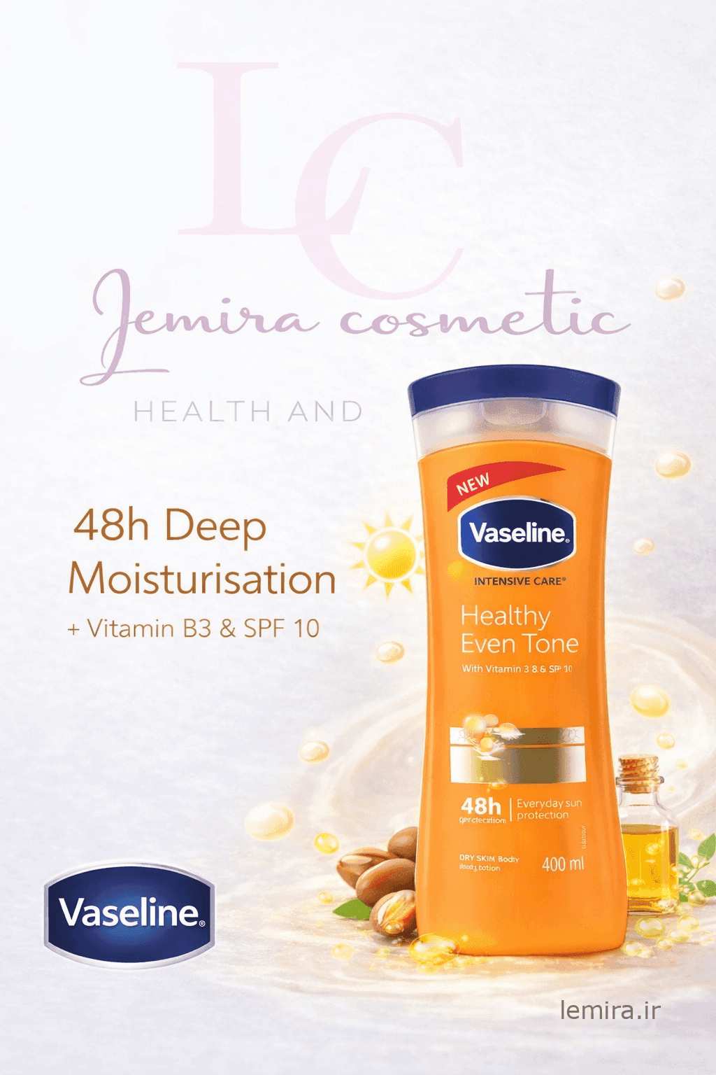 لوسیون بدن ضد آفتاب وازلین ایون تون مناسب انواع پوست 400 میل Vaseline Even Tone Body Lotion