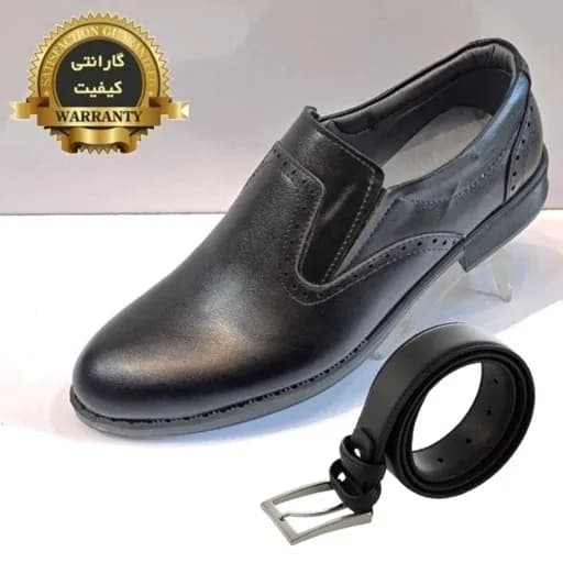 ست کفش مردانه مدل رویال کشی و کمربند چرم رابو — تصویر ۷