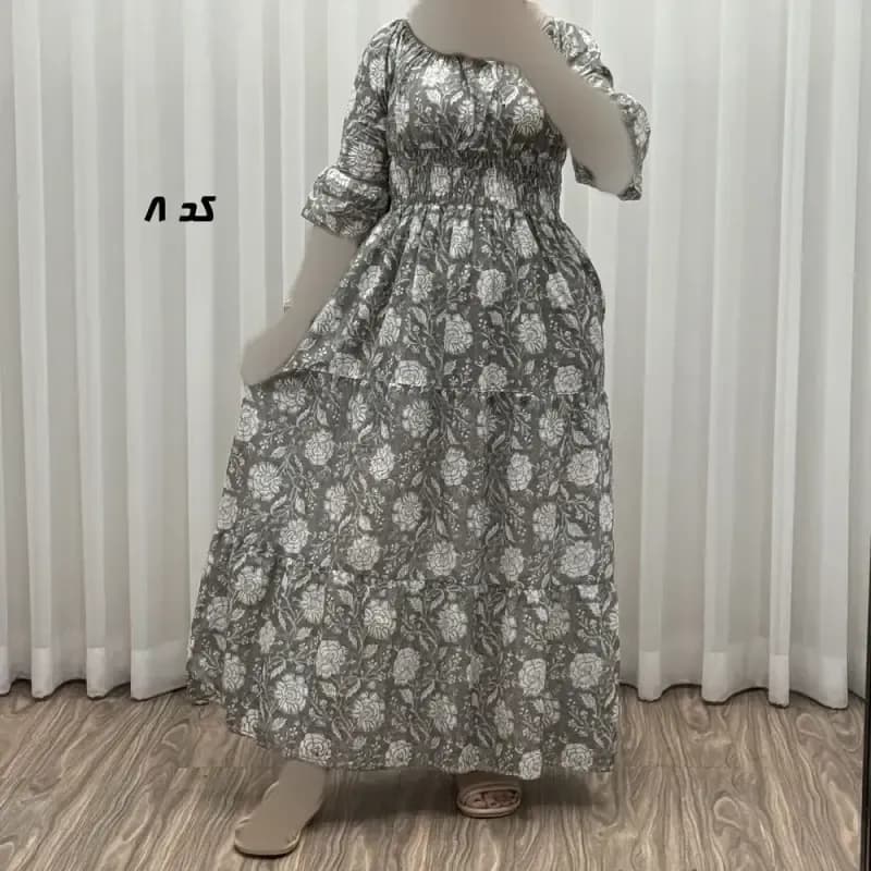 پیراهن عروسکی نخی زنانه و دخترانه فری سایز مناسب تا 44 — تصویر ۵