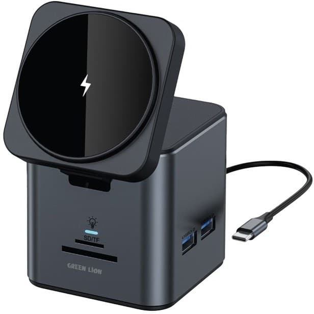 شارژر وایرلس و هاب ۹ کاره گرین لاین مدل Green Lion 9 in 1 Hub Docking Station