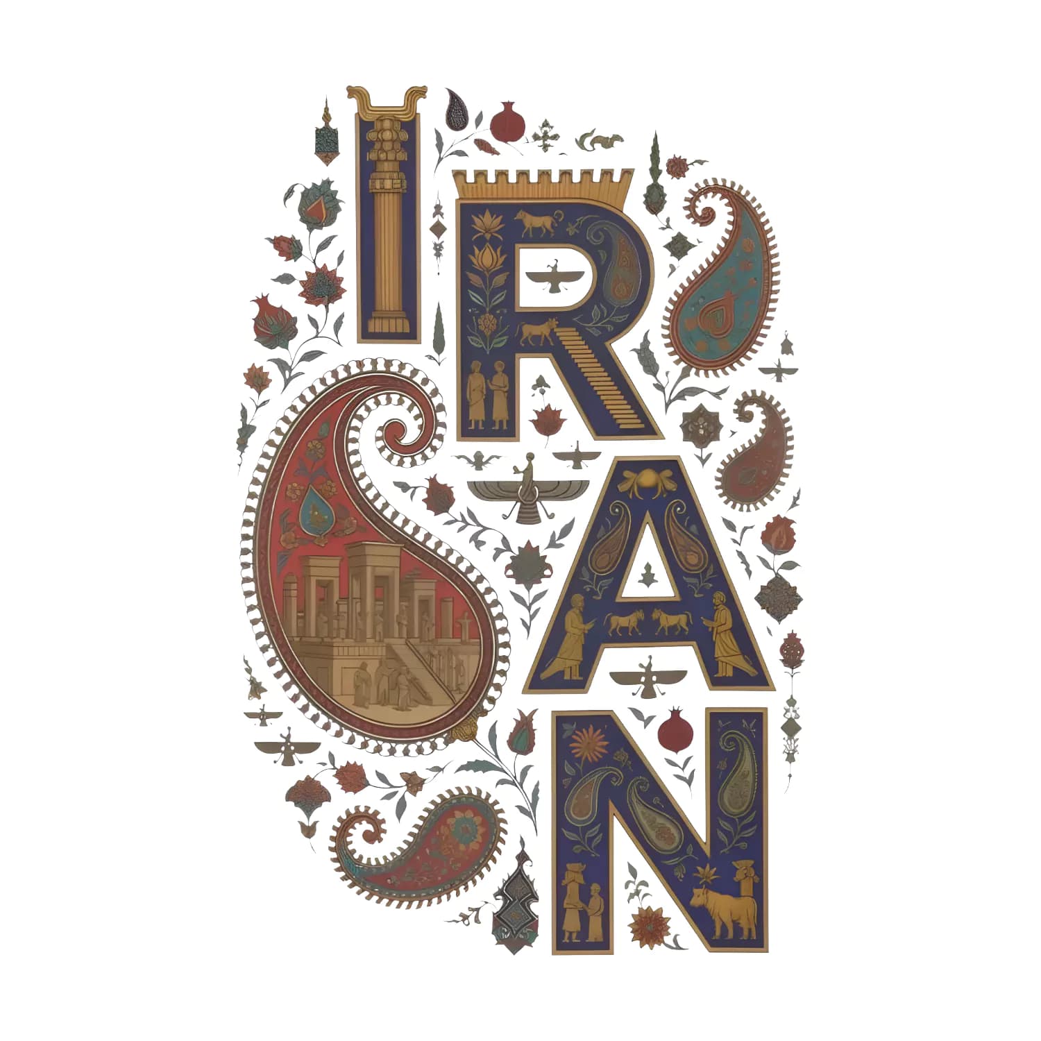 تیشرت پنبه دو نخ طرح ایران سنتی — تصویر ۵