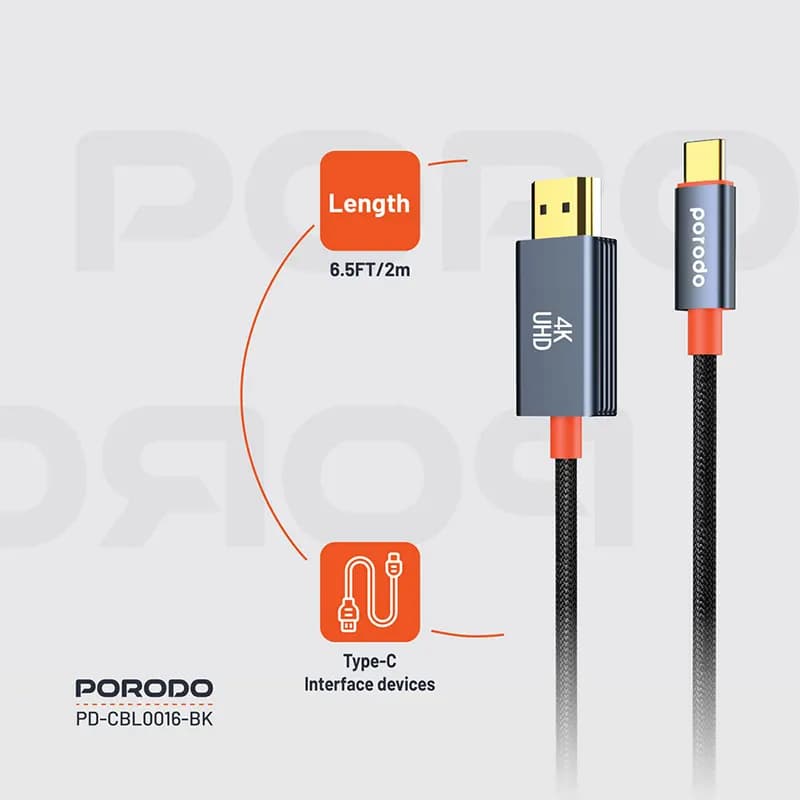 کابل HDMI پرودو مدل PORODO PD-CBL0016-BK Porodo PD-CBL0016-BK HDMI Cable — تصویر ۵
