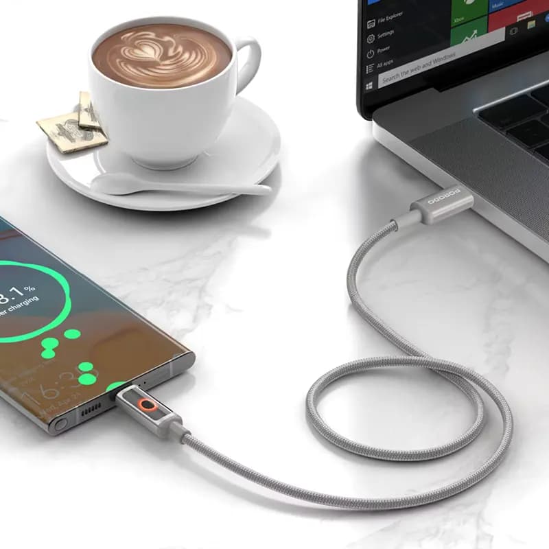 کابل شارژ پرودو مدل PORODO PDCBL0045GY Porodo PDCBL0045GY Charging Cable — تصویر ۲