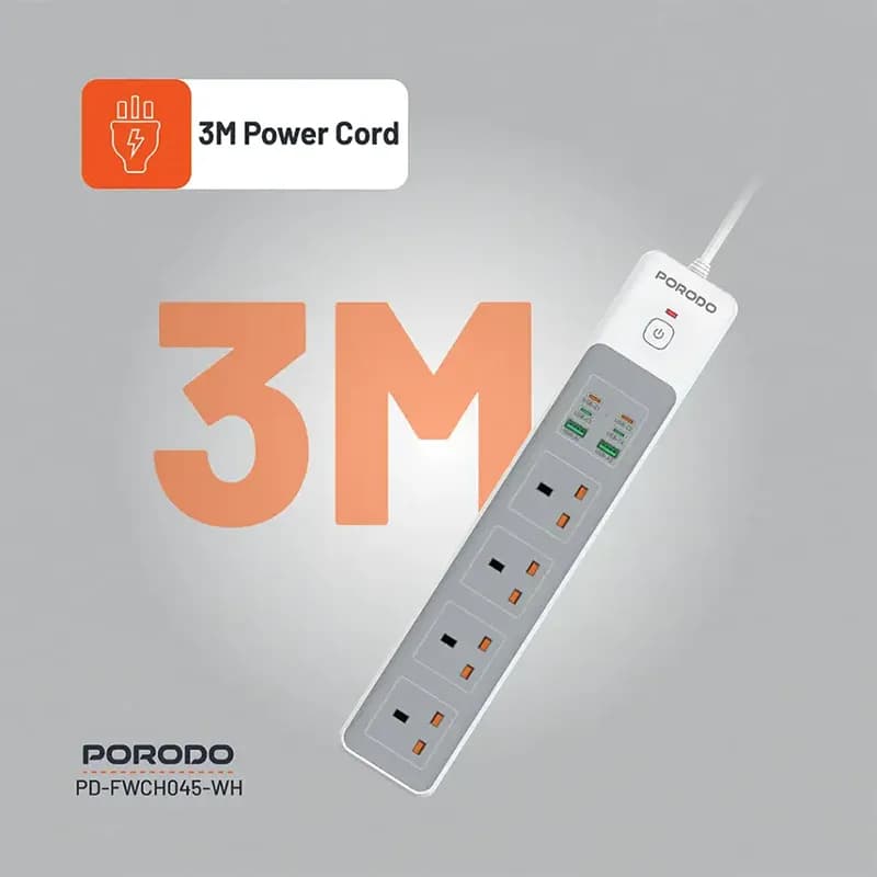 چندراهی برق پرودو مدل PORODO PD-FWCH045 Porodo PD-FWCH045 Power Strip — تصویر ۴