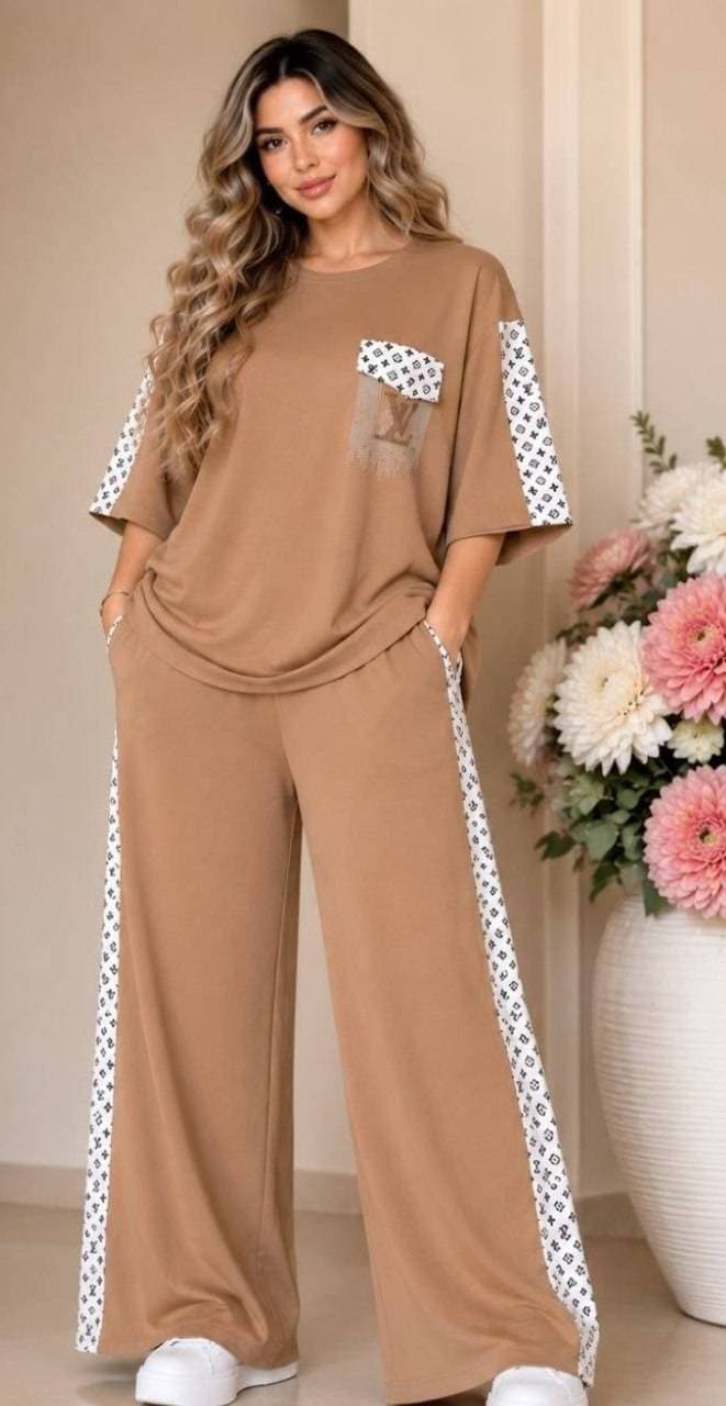 ست تیشرت و شلوار ال وی نگینی نرم و راحت — تصویر ۳