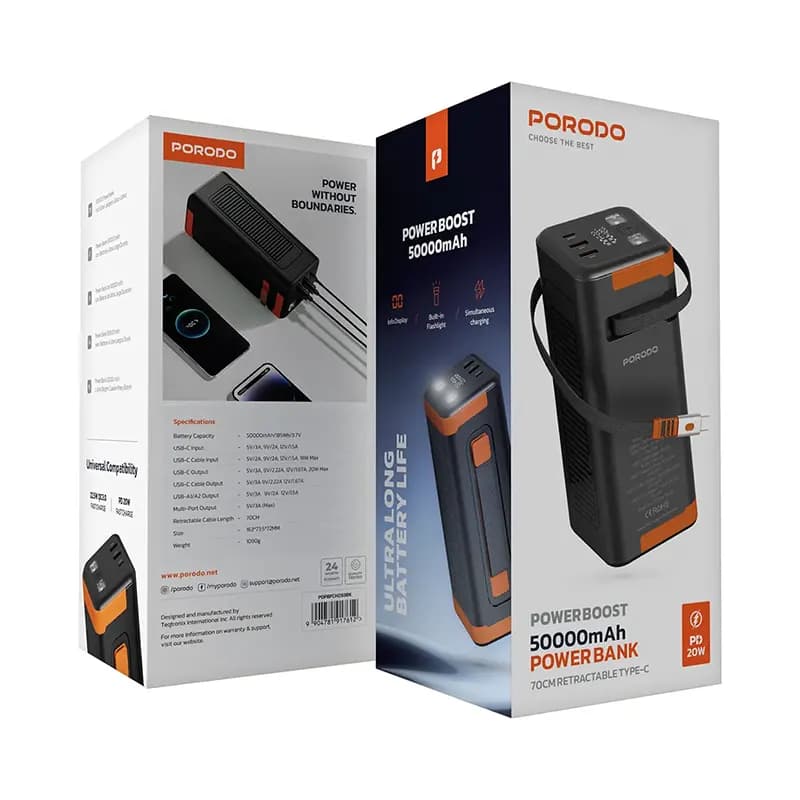 پاوربانک پرودو مدل PORODO Pd-pbfch093-bk Porodo PDPBFCH093BK Power Bank — تصویر ۵