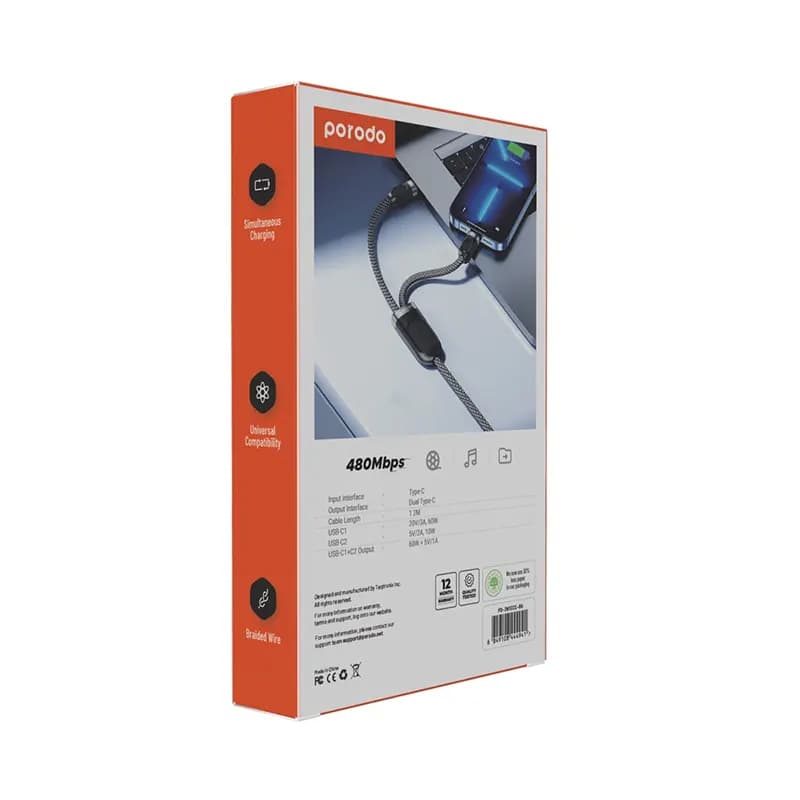 کابل شارژ پرودو مدل PORODO PD-2N1CCC — تصویر ۶