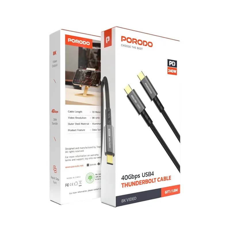 کابل شارژ پرودو مدل PORODO PD-WCC240W-BK — تصویر ۳