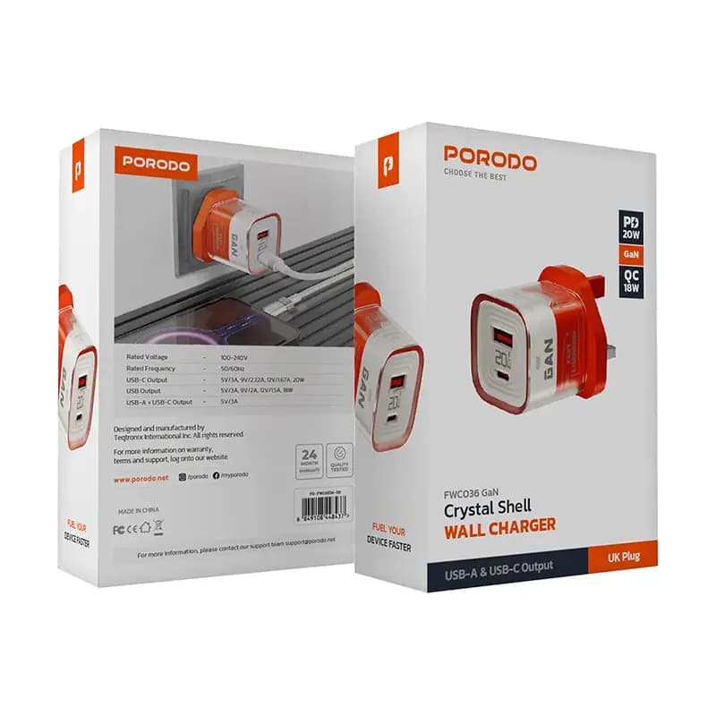 شارژر دیواری پرودو مدل PORODO PD-FWCH036-OG — تصویر ۳