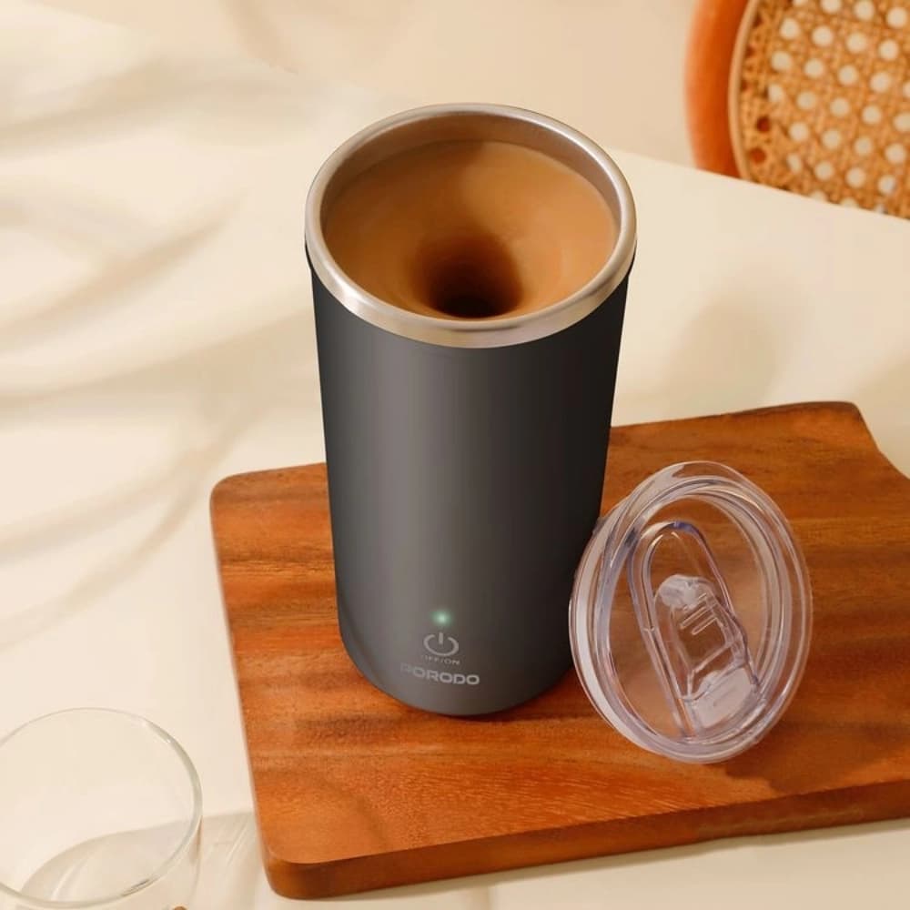 ماگ همزن دار پرودو Porodo Auto-Stirring Insulated Mug PD-LFST138 – مشکی — تصویر ۵