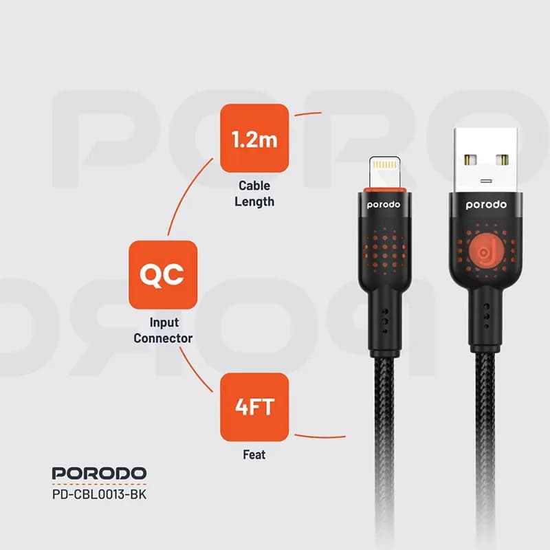 کابل شارژ پرودو مدل PORODO PD-CBL0013-BK — تصویر ۳