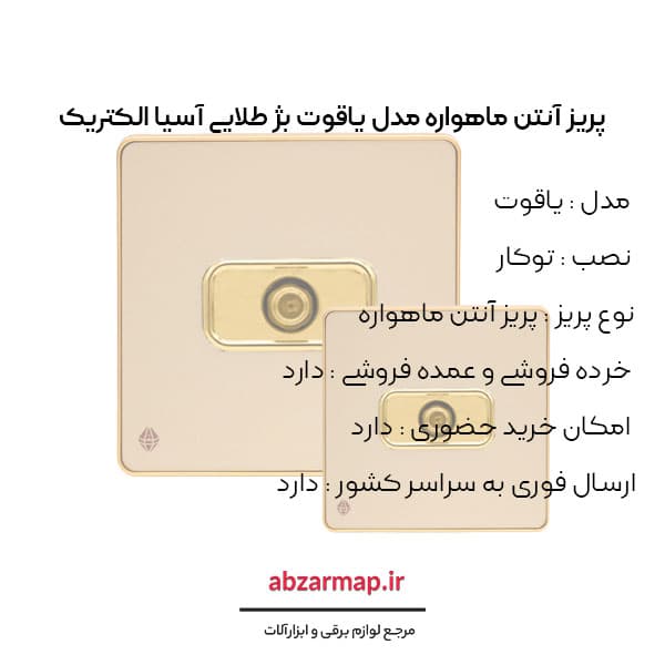پریز آنتن ماهواره مدل یاقوت بژ آسیا الکتریک — تصویر ۳