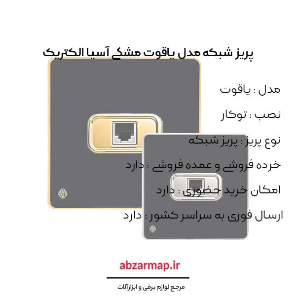 پریز شبکه مدل یاقوت مشکی آسیا الکتریک — تصویر ۴