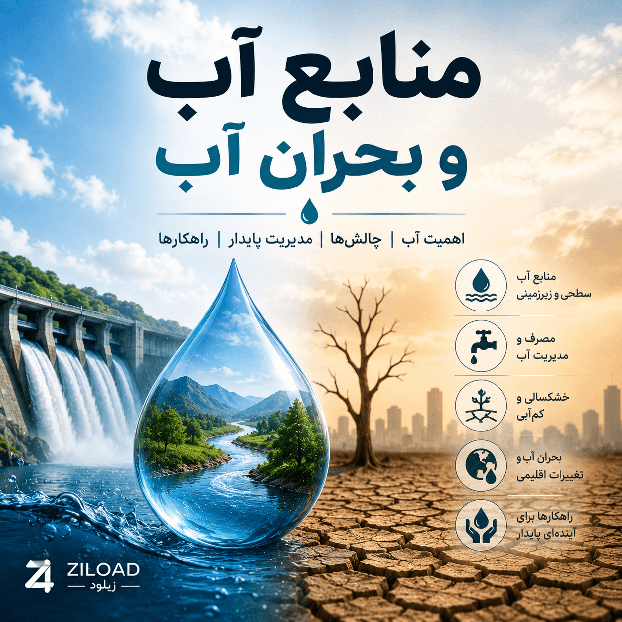 دانلود پاورپوینت منابع آب و بحران آب (Water Resources and Water Crisis)