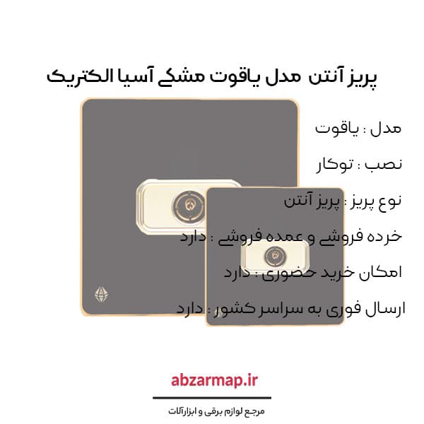 پریز آنتن مدل یاقوت مشکی آسیا الکتریک — تصویر ۳