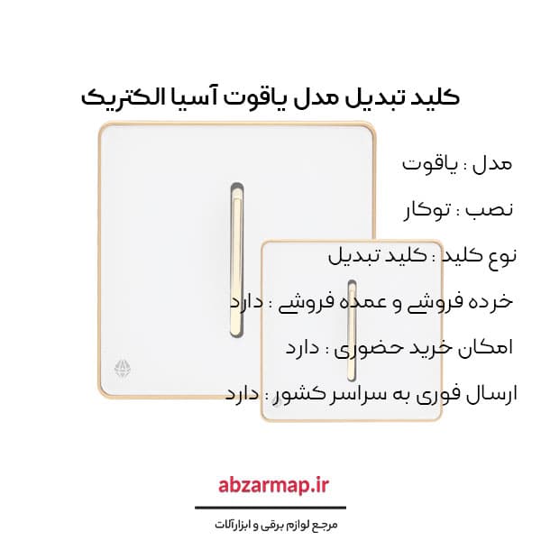 کلید تبدیل مدل یاقوت سفید آسیا الکتریک — تصویر ۳