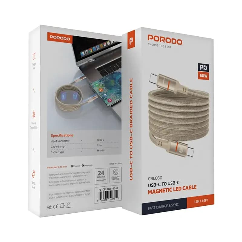 کابل شارژ پرودو مدل PORODO PD-CBL0030-GY-C — تصویر ۷