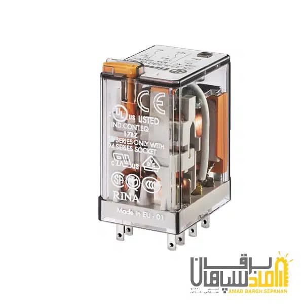 رله Finder فیندر 230VAC چهار کنتاکت 7 آمپر نصب بر سوکت 9402 مدل 553482300040