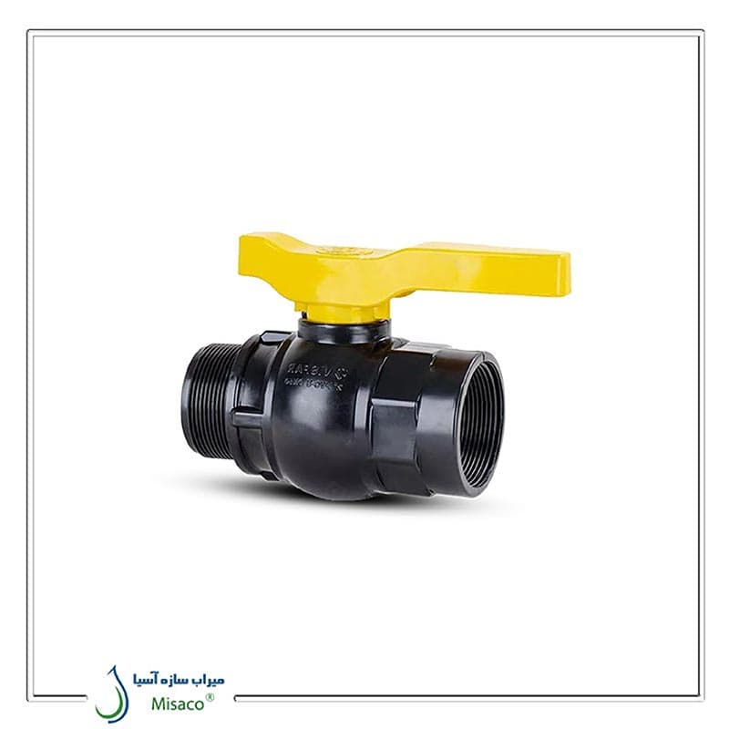 شیر توپی تک ضرب یک سر نر و یک سر ماده 2 اینچ با دسته پلیمری ویسپار