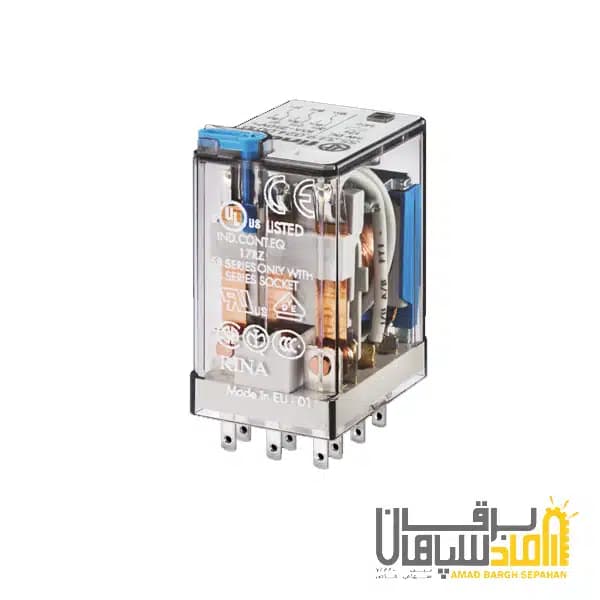 رله Finder فیندر 12VDC سه کنتاکت 10 آمپر نصب بر سوکت 9402 مدل 553390120090