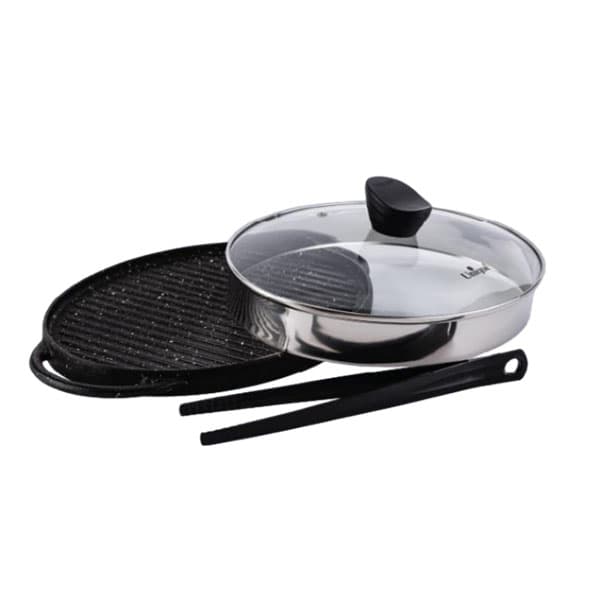 تابه گریل چدن بیضی بدون چوب مدل UN- 6011