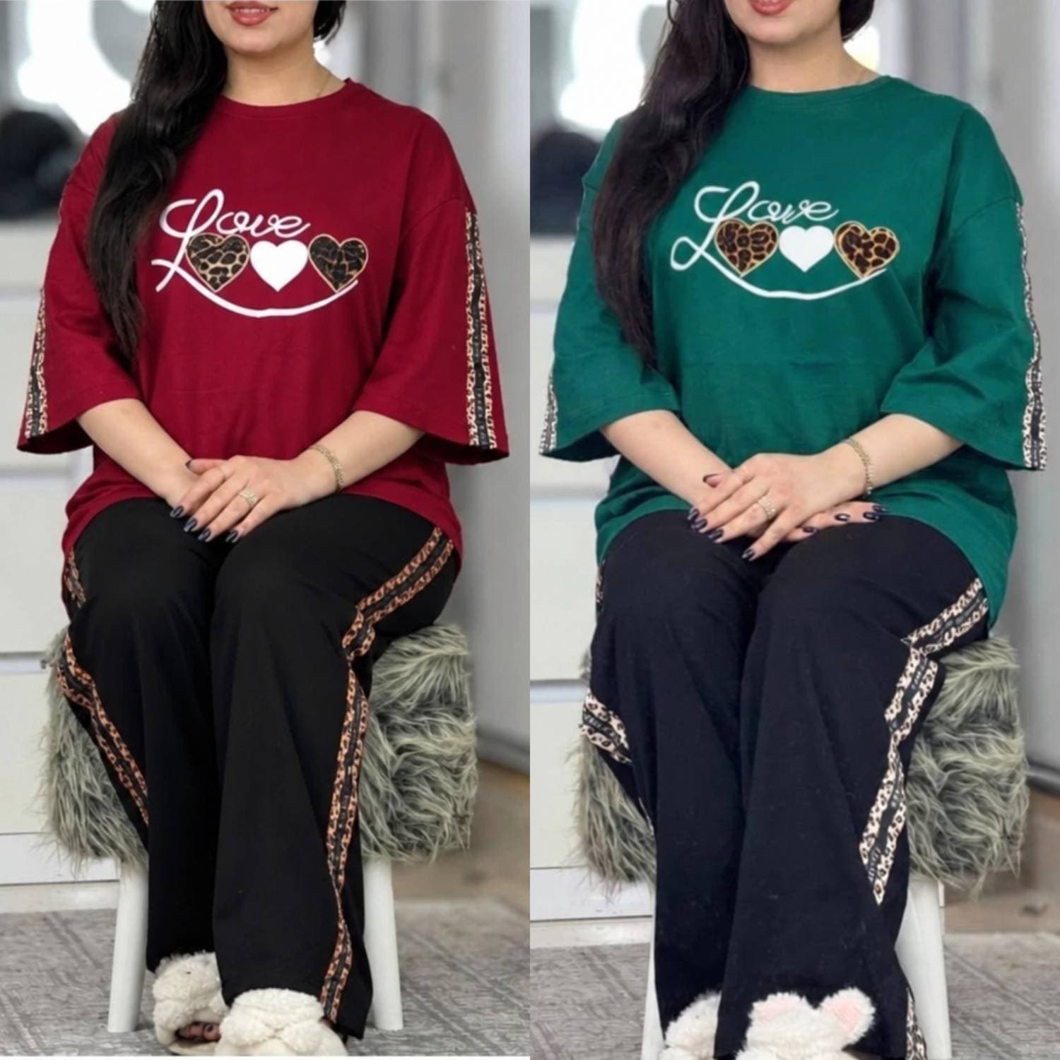 ست تیشرت شلوار پرمون استایل دخترانه خاص