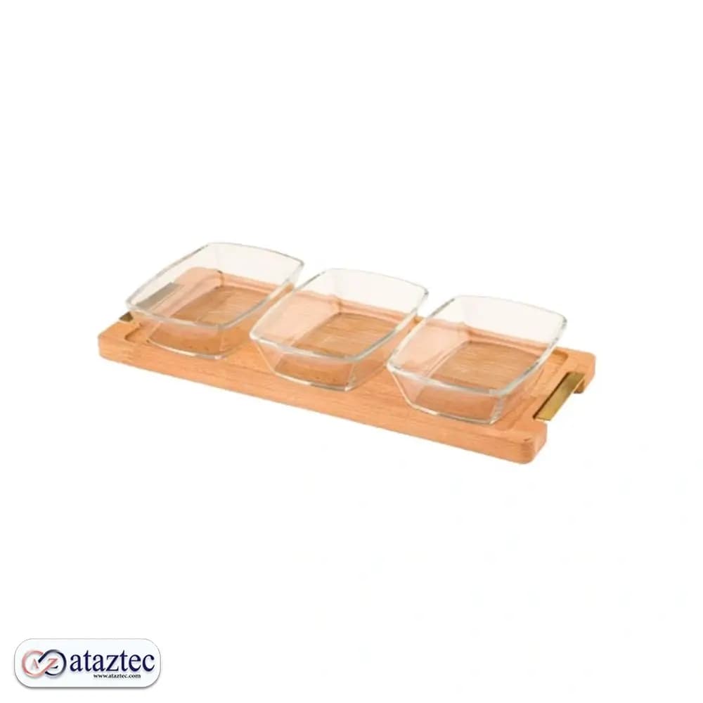 اردوخوری مستطیل 3خانه زیره چوبی لیمون کد 2245